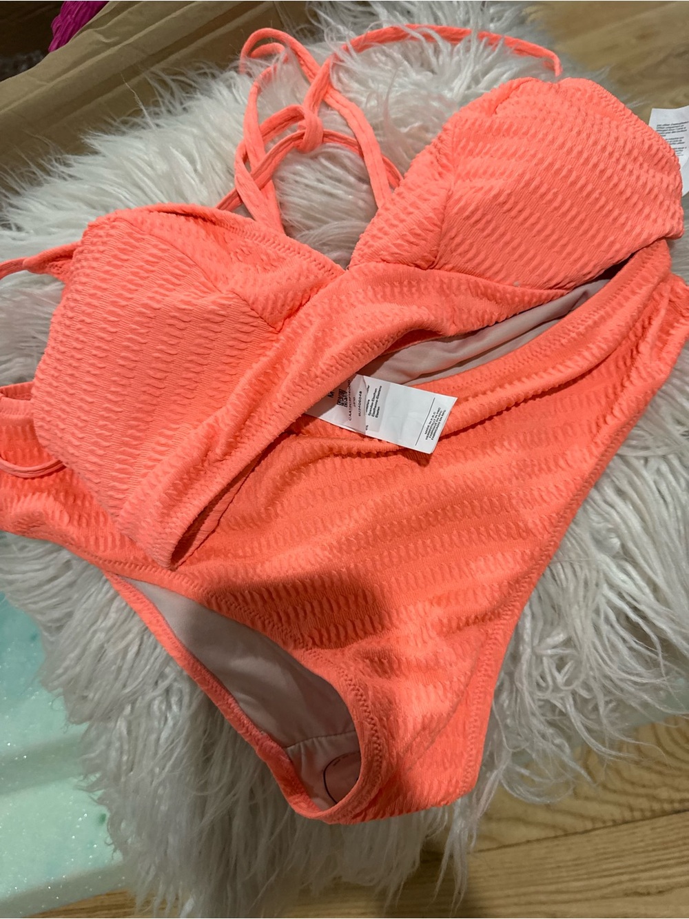 Cupshe Coral Textured Bikini Set